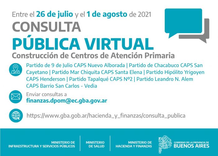 Consulta pública virtual para la construcción de CAPS en la Provincia